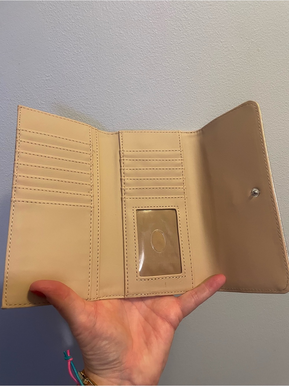 GUESS Metallic Gold Triangular Logo Wallet - Picture 3 of 3